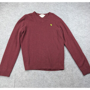 Vintage Abercrombie Muscle Sweater Mens Large Retro Logo Wool Preppy Burgundy